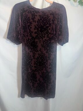 Tommy Hilfiger Velvet Burnout Mini Dress in Plum and Black
